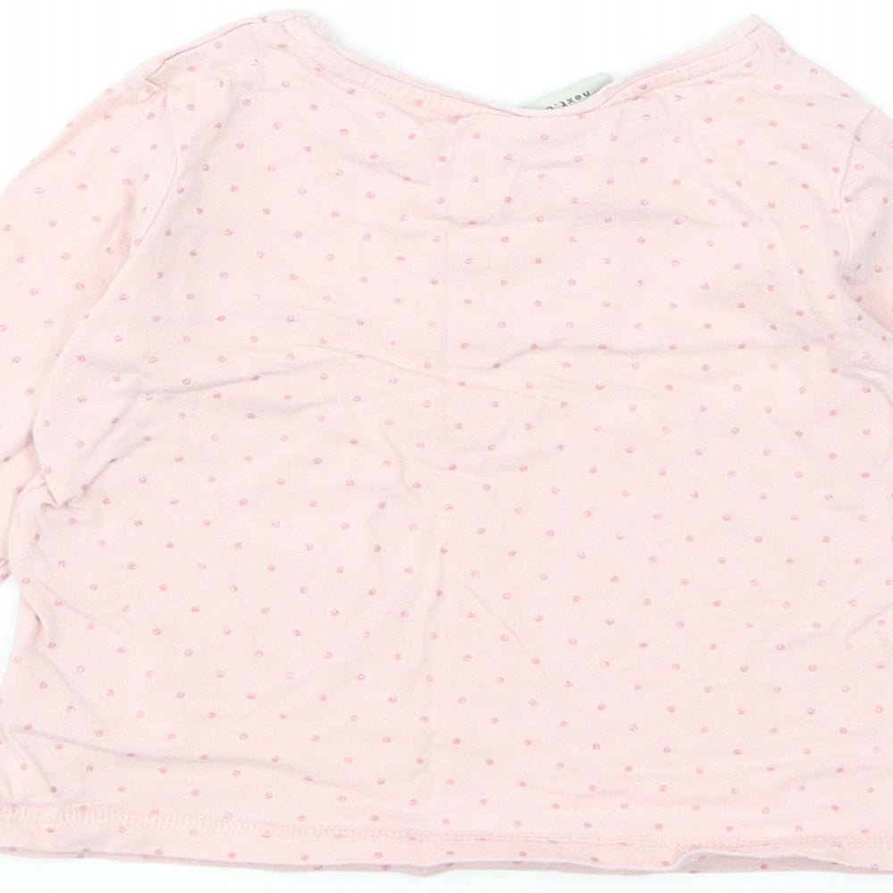 NEXT Girls Pink Polka Dot Cotton Basic T-Shirt Size 12-18 Months Round Neck Pullover