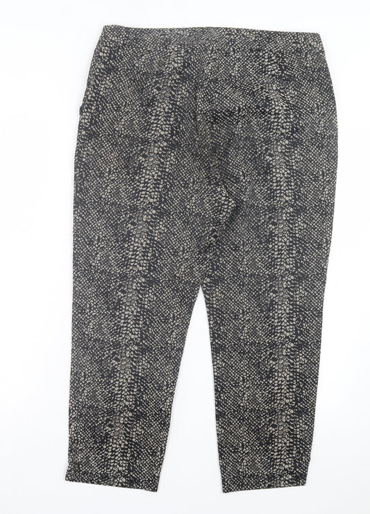Marks and Spencer Womens Brown Animal Print Polyester Capri Trousers Size 34 in L25 in Regular Hook & Eye - Snake Print