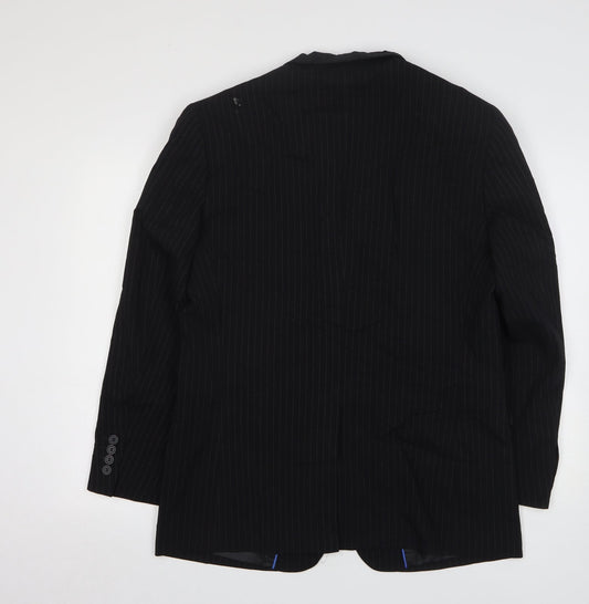 Butler and Webb Mens Black Striped Polyester Jacket Suit Jacket Size 40