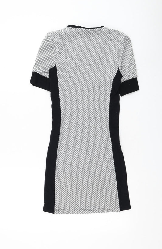 Topshop Womens Grey Polyester Pencil Dress Size 8 Round Neck Pullover