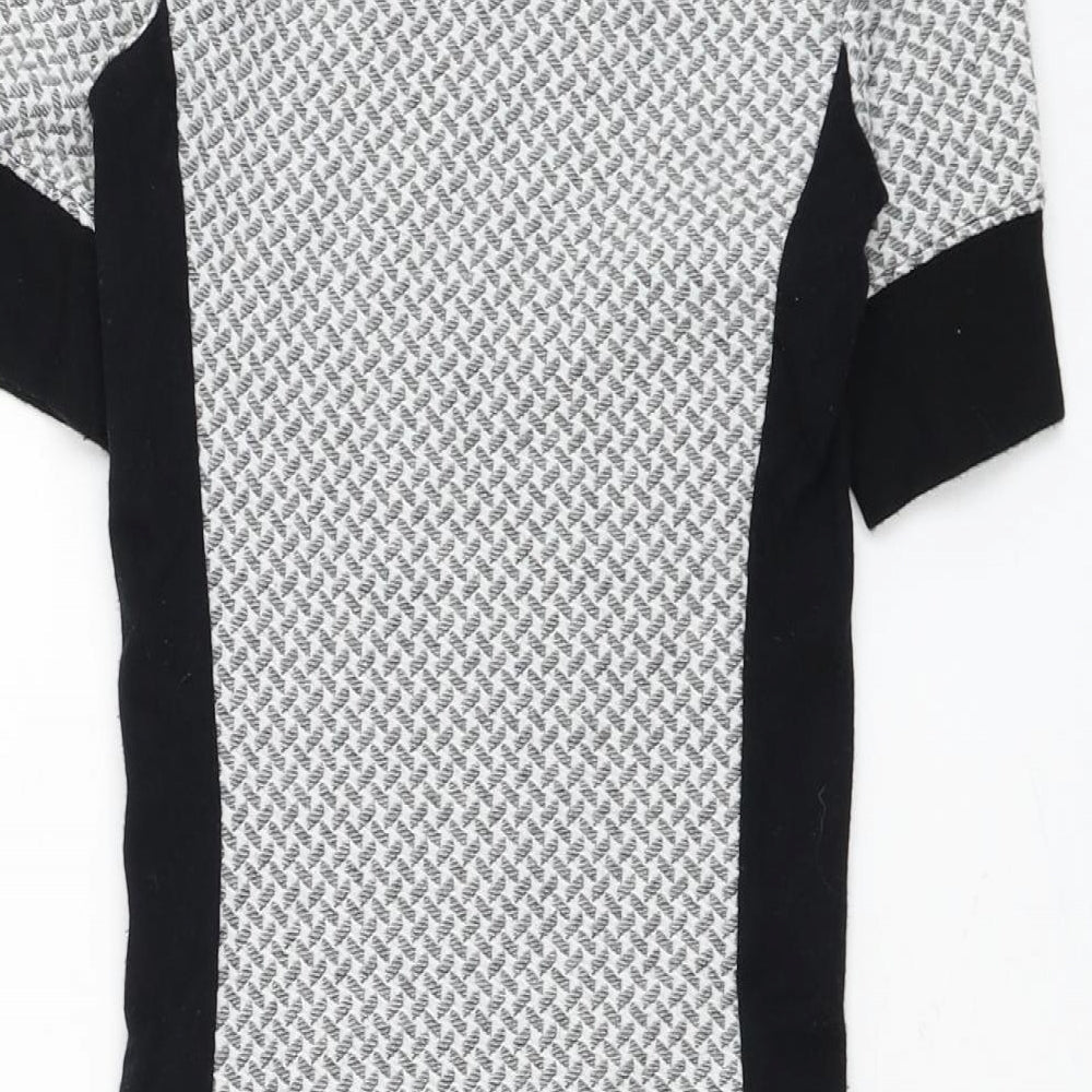 Topshop Womens Grey Polyester Pencil Dress Size 8 Round Neck Pullover