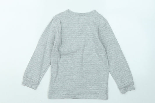 Carter's Boys Grey Cotton Basic T-Shirt Size 4 Years Round Neck Button