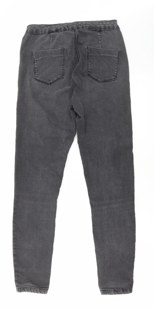 Dorothy Perkins Womens Grey Cotton Skinny Jeans Size 12 L27 in Regular Zip