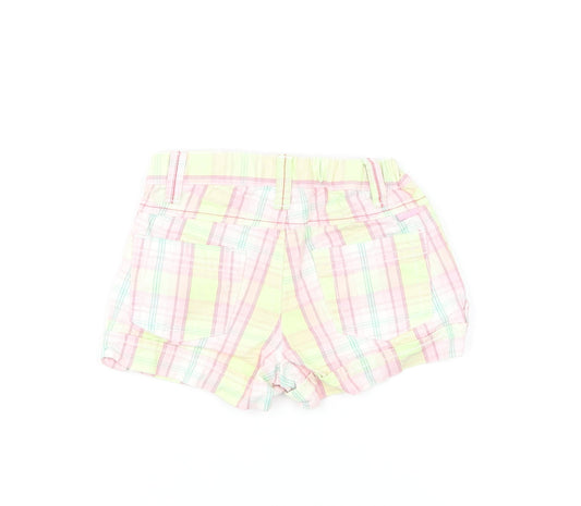 Pumpkin Patch Girls Multicoloured Plaid Cotton Cropped Trousers Size 12-18 Months Button