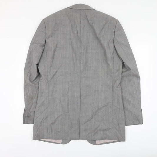 Bogart Mens Grey Plaid Wool Jacket Suit Jacket Size L