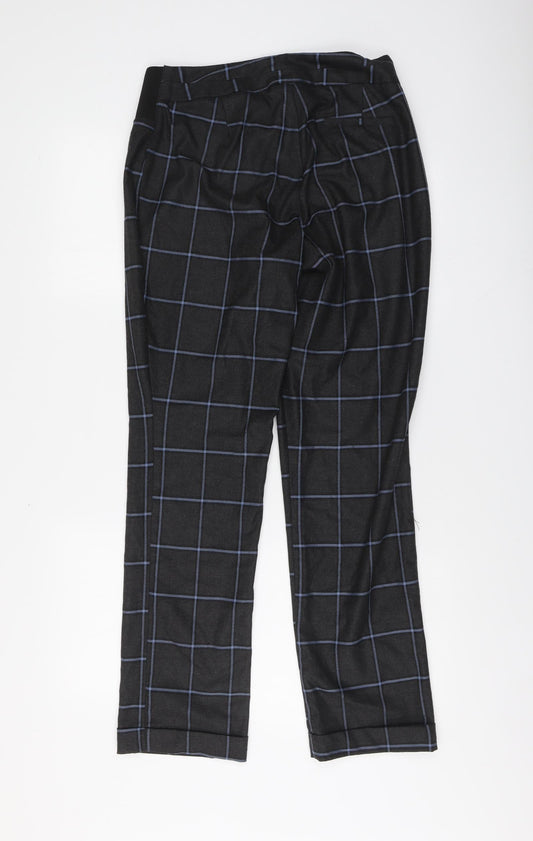 ASOS Womens Grey Plaid Cotton Trousers Size 10 L31 in Regular Button