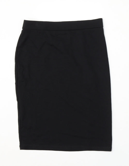 Marks and Spencer Girls Black Viscose Straight & Pencil Skirt Size 13-14 Years Regular