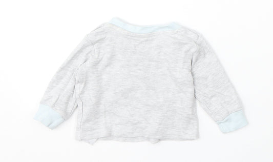 Pure Baby Boys Grey Cotton Pullover Jumper Size 0-3 Months Snap - Elephant Dream Big