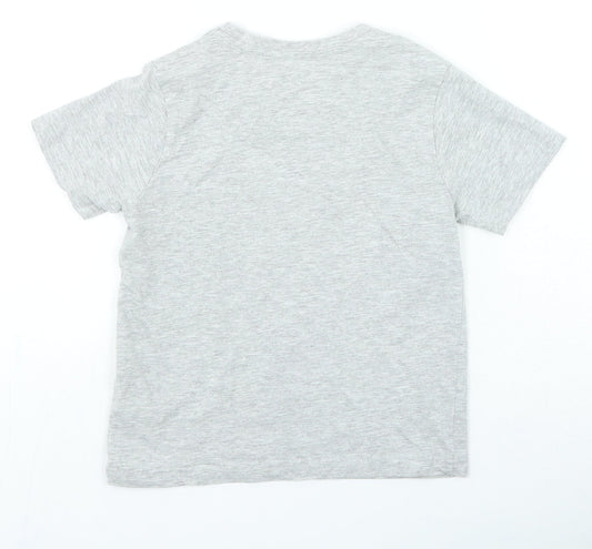 Primark Boys Grey Cotton Basic Casual Size 6-7 Years Round Neck Pullover - Dinosaur