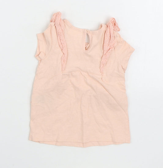 So Cute Girls Pink 100% Cotton Basic T-Shirt Size 12-18 Months Round Neck Button