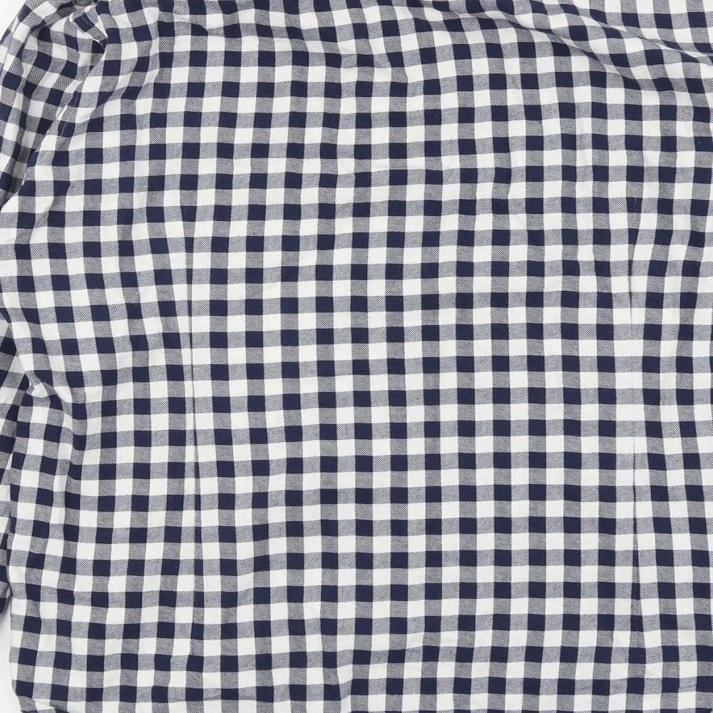 Blue Industry Mens Blue Check Cotton Button-Up Size XL Collared Button