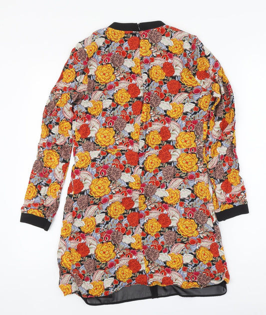 TRF Collection Womens Multicoloured Geometric Polyester A-Line Size M Round Neck Zip