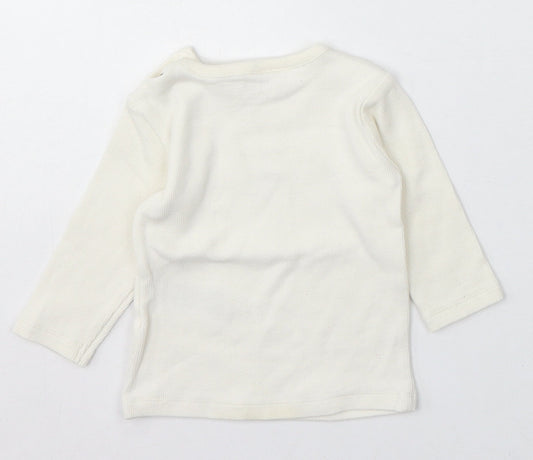 Marks and Spencer Boys Beige Cotton Pullover Jumper Size 3-6 Months Button - Bear