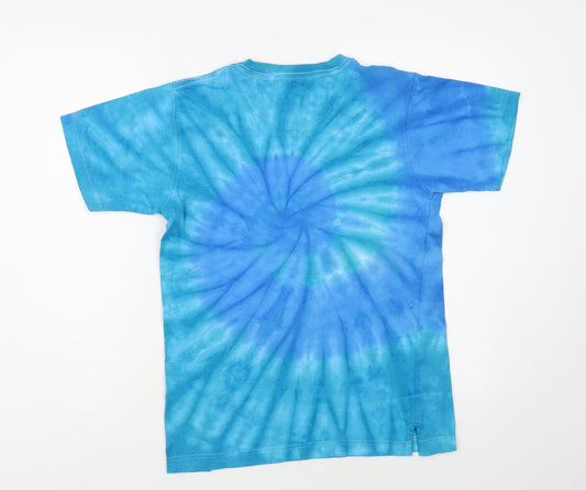 RastaPasta Girls Blue Geometric Cotton Pullover T-Shirt Size 14-15 Years Crew Neck Pullover - Antigua Tie Dye