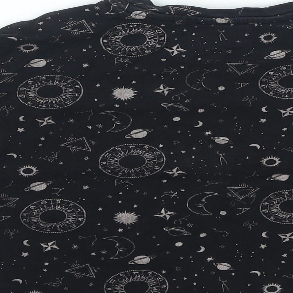 NEXT Girls Black Geometric Cotton Basic Casual Size 5 Years Round Neck Pullover - Horoscope