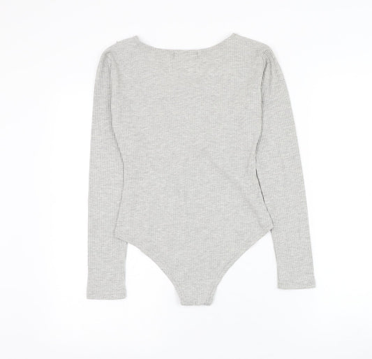 Dicloud Womens Grey Polyester Bodysuit One-Piece Size S Snap