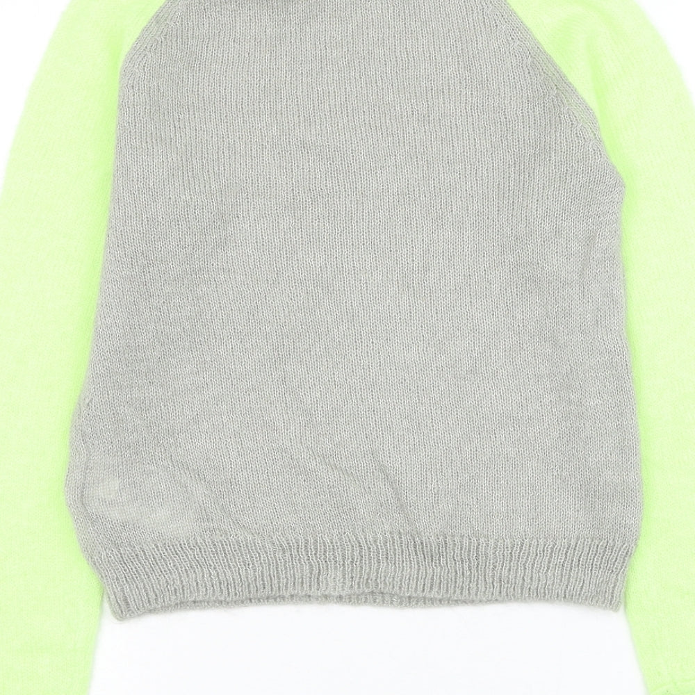 Gap Girls Grey Round Neck Colourblock Acrylic Pullover Jumper Size 10-11 Years Pullover