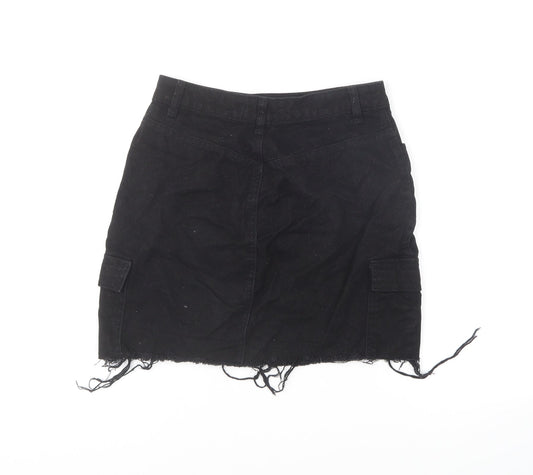 Denim & Co. Womens Black Polyester Mini Skirt Size 10 Button