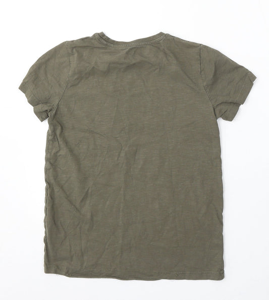 TU Girls Green Cotton Basic T-Shirt Size 11 Years Round Neck