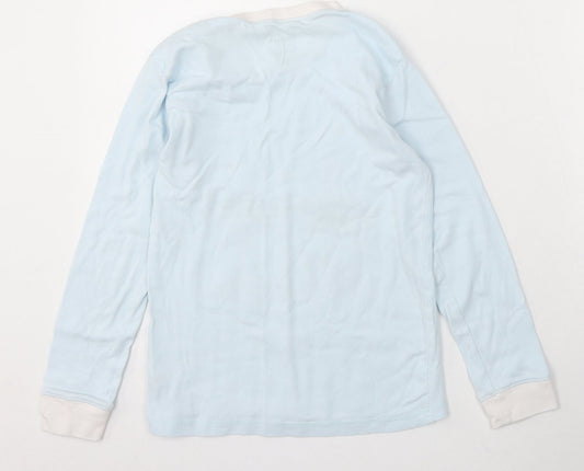 Leigh Tucker Girls Blue Cotton Basic T-Shirt Size 10-11 Years Round Neck - Christmas Snowman
