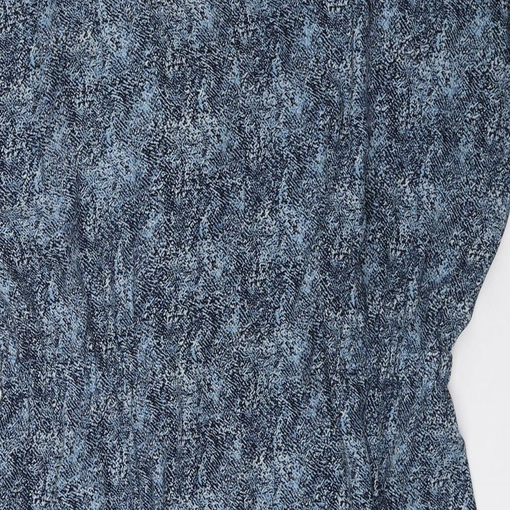 TOM TAILOR Womens Blue Geometric Polyester Shirt Dress Size 40 V-Neck