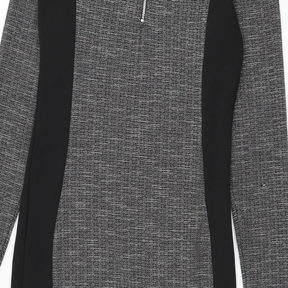 River Island Womens Black Polyester Bodycon Size 10 Round Neck Zip