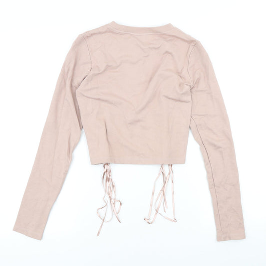 Topshop Womens Pink Viscose Pullover Sweatshirt Size 6 Pullover - Corset detail