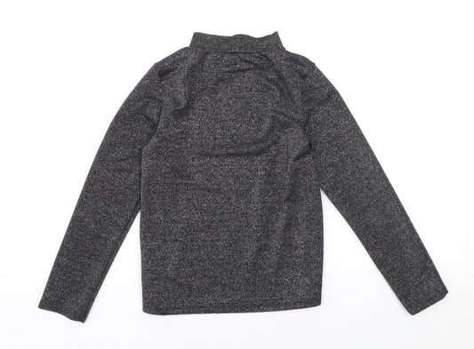 NEXT Girls Black Polyester Basic T-Shirt Size 9 Years High Neck Pullover