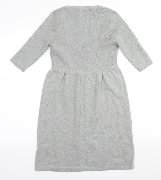 Essential Style Womens Grey Cotton A-Line Size 10 Scoop Neck Pullover