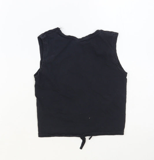H&M Girls Black Cotton Basic Tank Size 4-5 Years Crew Neck Pullover - Sunset