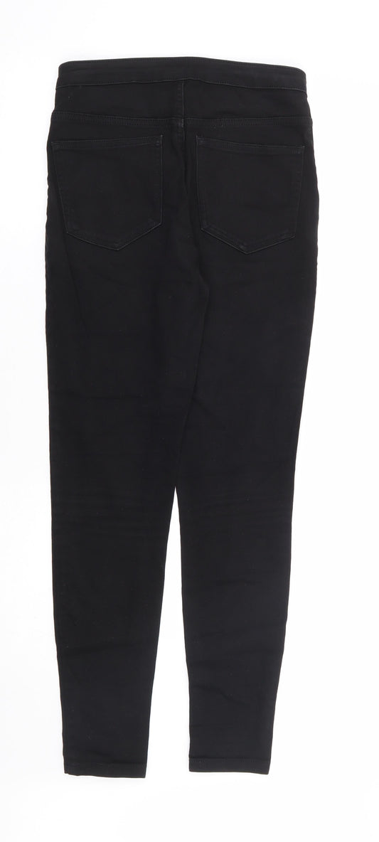 Marks and Spencer Womens Black Cotton Skinny Jeans Size 10 L28 in Extra-Slim Zip