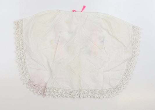 NEXT Girls White 100% Cotton Basic Blouse Size 7 Years Boat Neck Pullover - Flamingo Lace Trim