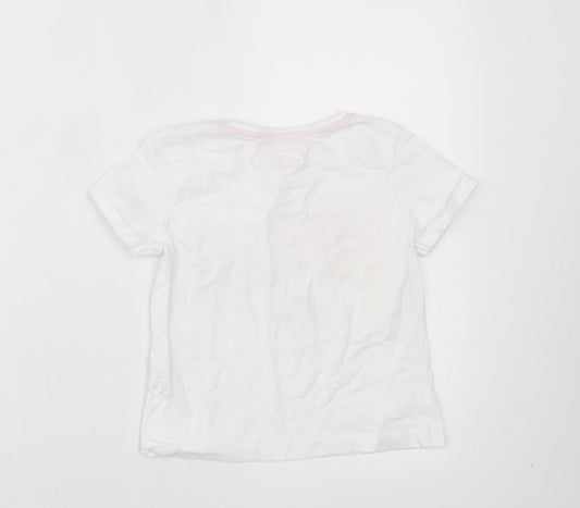 Primark Girls White Cotton Basic T-Shirt Size 7-8 Years Crew Neck Pullover - Miami Beach