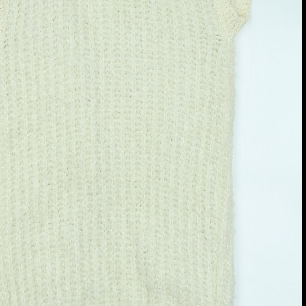 Marks and Spencer Womens Ivory V-Neck Acrylic Cardigan Jumper Size S
