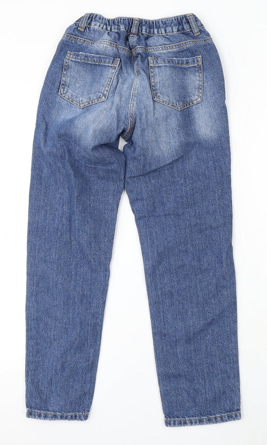 NEXT Girls Blue Cotton Straight Jeans Size 9 Months Regular Button