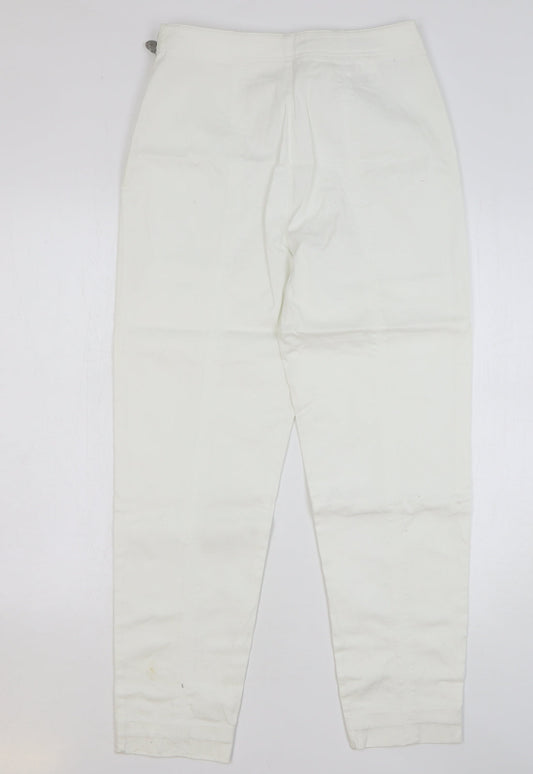 Maxx Womens White Cotton Chino Trousers Size 14 L29 in Regular Zip