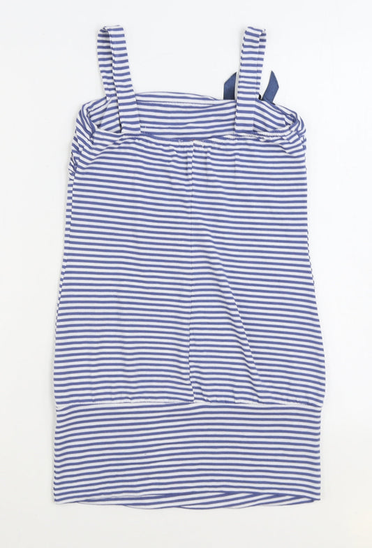 WalG Womens Blue Striped Viscose Tank Dress Size M Square Neck Pullover