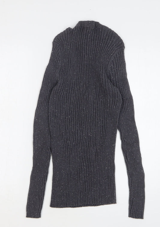 10018 NYC Womens Grey Round Neck Cotton Pullover Jumper Size L