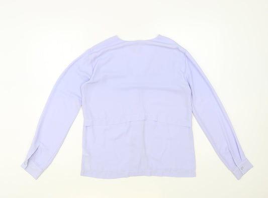 ASOS Womens Blue Polyester Basic Button-Up Size 4 V-Neck