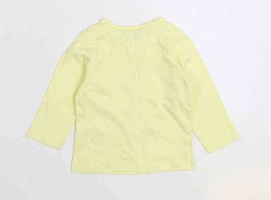 Dopo Dopo Girls Yellow 100% Cotton Basic T-Shirt Size 6-9 Months Round Neck Snap - Mummy and Daddy = Me