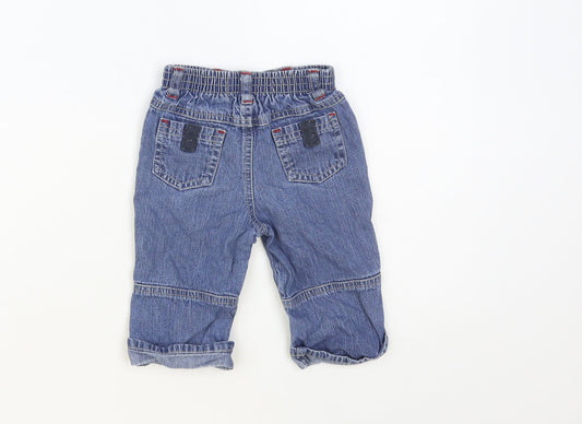 Adams Kids Baby Blue Cotton Jogger Jeans Size 3-6 Months Snap