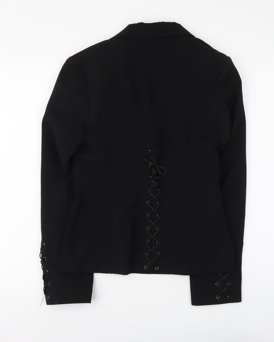 Bay Womens Black Polyester Jacket Suit Jacket Size 10
