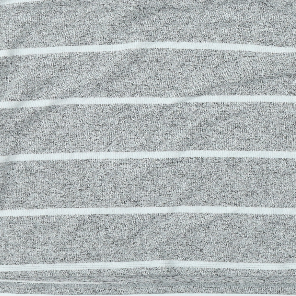 New Look Womens Grey Round Neck Striped Viscose Pullover Jumper Size M