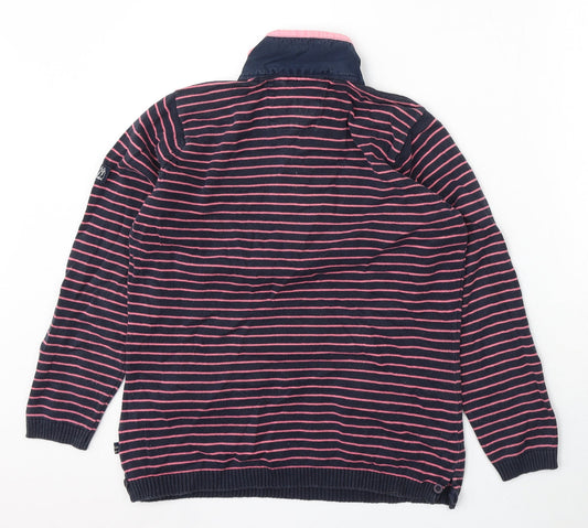 Original Blues Womens Blue Striped Cotton Pullover Sweatshirt Size M Zip