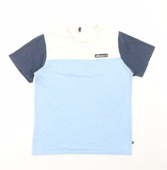 ellesse Mens Multicoloured Colourblock Polyester T-Shirt Size L Round Neck