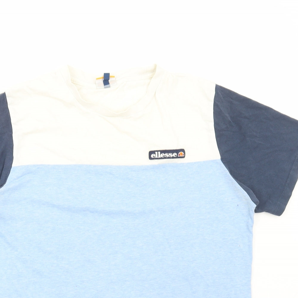 ellesse Mens Multicoloured Colourblock Polyester T-Shirt Size L Round Neck