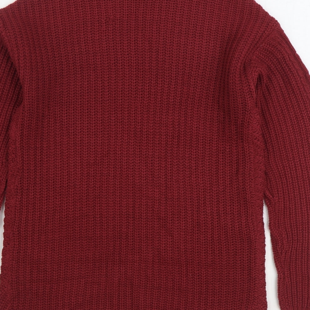 Select Womens Red Roll Neck Acrylic Pullover Jumper Size S