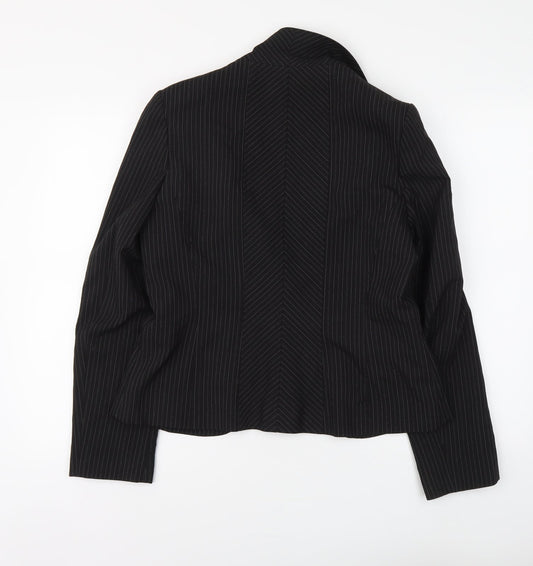 Evie Womens Black Striped Polyester Jacket Suit Jacket Size 16