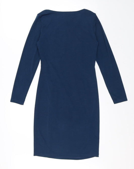 Casting Womens Blue Polyester A-Line Size 10 V-Neck