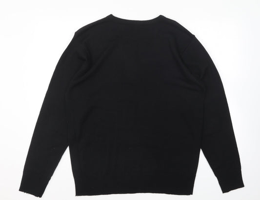 Propeller Mens Black Round Neck Acrylic Pullover Jumper Size L